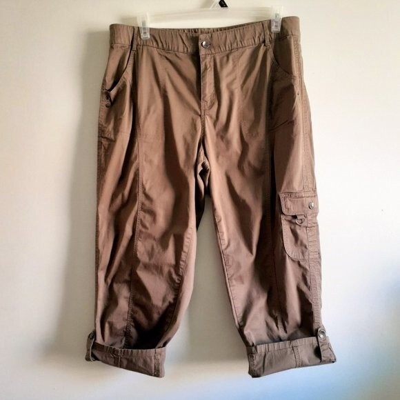 C Established  1946 Classic Cargo Capri Women's Brown Pants 16W - Picture 1 of 10